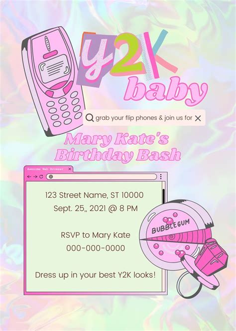 Y2k Party Invitation Template Free